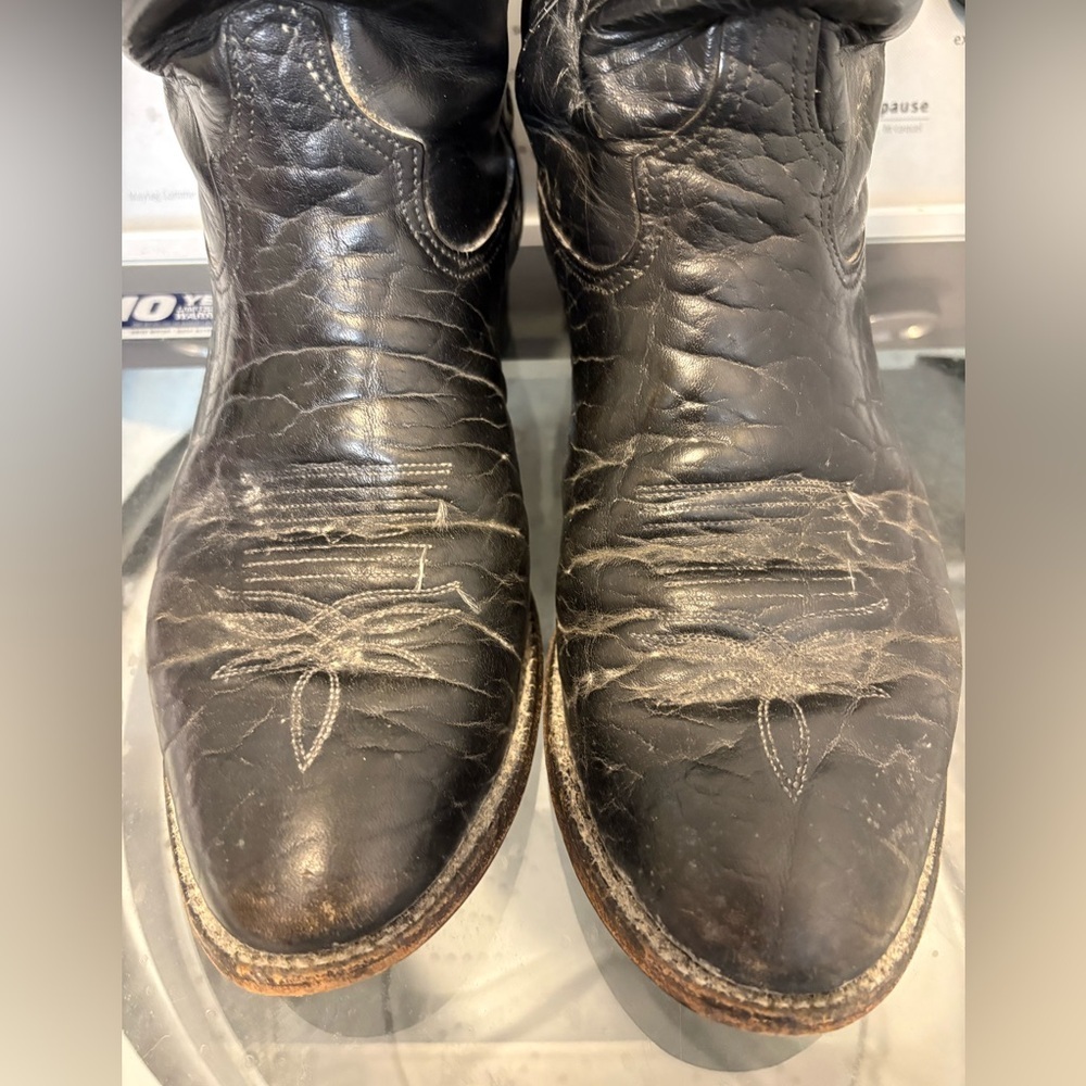 Tony Lama Black Bullhide 2205 Western Boots - Picture 6 of 14